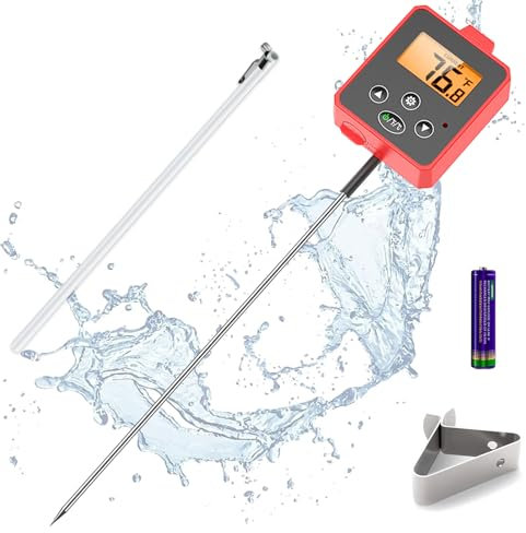 Timloon Digital Candy Thermometer with Pot Clip, Backlight LCD, 8 Long Probe, Temperature Alarm, ℃/℉ Switch, Instant Read Kitchen Thermometer for Cooking, Baking, and Candy Making