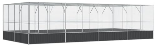 vidaXL Voljär med utbyggnad silver 832x414x212 cm stål, voljär, fågelburar, utomhusvoljärer, voljärer, utomhusvoljär, utomhusbur, utomhusburar