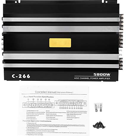 Sunicon Amplificatore audio stereo per auto, amplificatore di potenza per altoparlanti 12V 5800W universale per camion, auto, casa, bar, feste