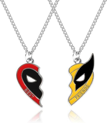 Mikovivi 2 Stück Beste-Freund-Halskette, Halbes Herz Freundschaftskette für 2 Superhelden-Stile Liebe BFF-Schmuckgeschenk für Männer Frauen Jungen Mädchen