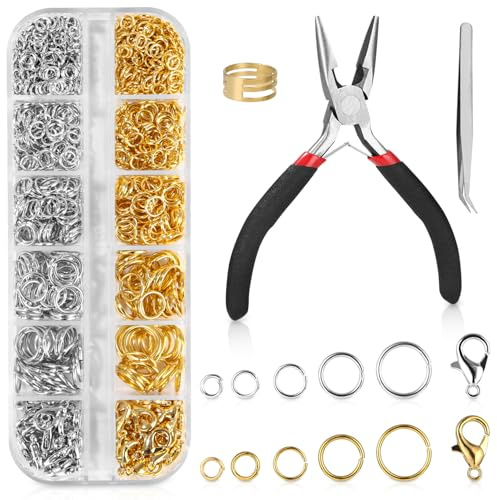 Bixury Anillos de Salto Abiertos de Metal,1443 pcs Anillas de Cierre Langosta Oro y Plata Cierres para Pulseras 4/5/6/8/10 mm con Caja de Almacenamiento para Fabricación de Joyas DIY Accesorios