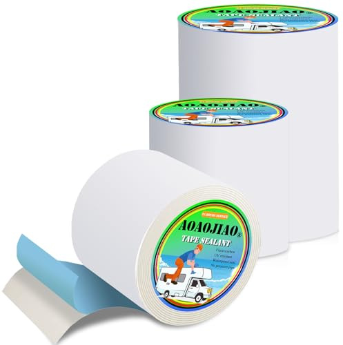 AOAOJIAO Wohnwagen Dichtband Weiß Selbstklebend Wasserdicht Dichtungsband, Campingbus Klebeband, Bitumenband Abdichtung, Wohnmobil Reparatur band