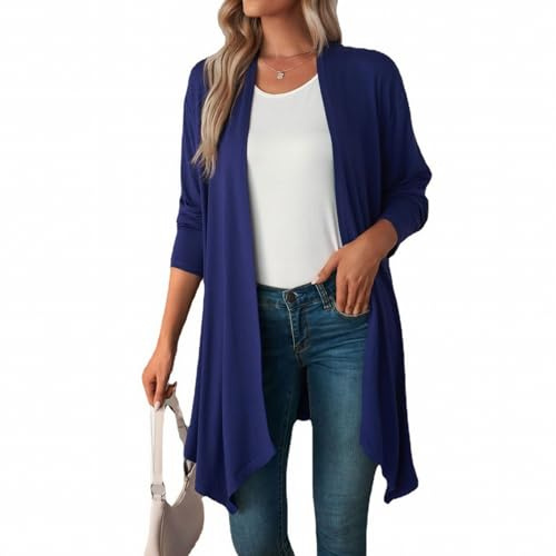 MSIYOW Cardigan Donna Lungo Manica Lunga Cardigan Leggero Estivo Autunnale Coprispalle Elegante Casual