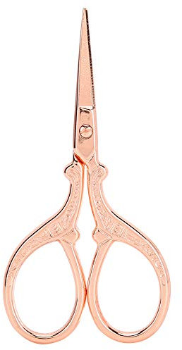 ANKROYU Vintage-Stickschere, Mehrzweckschere, kleine Bastelschere aus Edelstahl, handgefertigte Bastelschere zum Nähen, Einfädeln und Handarbeiten (Rose Gold)