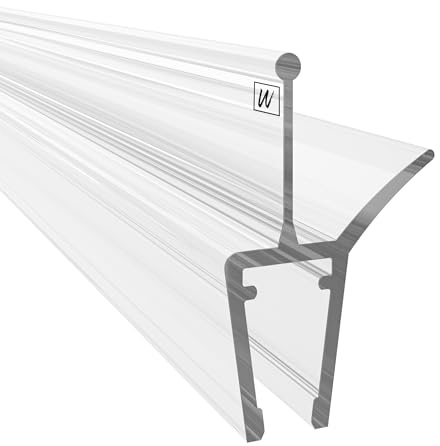 WAKA® Premium Duschtür & Duschlippe PRO-I, Duschdichtung Optisch Transparent, Dichtung Dusche Glastür 6-8mm, 100cm Duschkabine & Duschtürdichtung, kompatibel mit einer Schwallschutzleiste Dusche