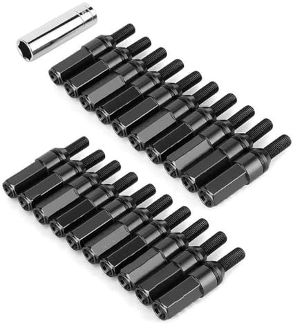 GYTTAK Reifenschraube Radmutter 20 STÜCK Stahlkegel Konische Radschraubenbolzen Kegelsitzschrauben Radmutter Mit Kappenhülse M12 * 1,25 M12 * 1,5 Auto-Radschrauben Muttern Stehbolzen(2,M12x1.25)