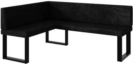 MEBLINI Eckbank für Esszimmer - Küchenbank - Essecke - Sitzecke Küche - Toni - U-Beine 128x168x87cm Links - Graphit Samt