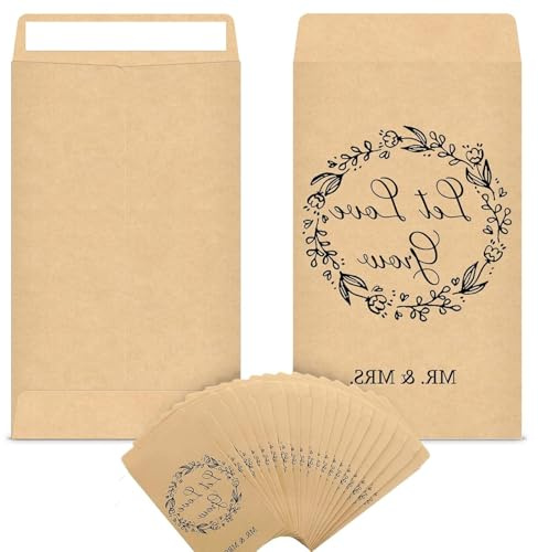 CZAYEFNH Hochzeits-Gastgeschenk Blumensamen Tütchen 120 Stück 'Lass Liebe wachsen' Rustikale Kraftpapier Umschläge, Selbstklebende Umschläge für Gäste, Gastgeschenke Hochzeit, 2,4 x 3,9 Zoll