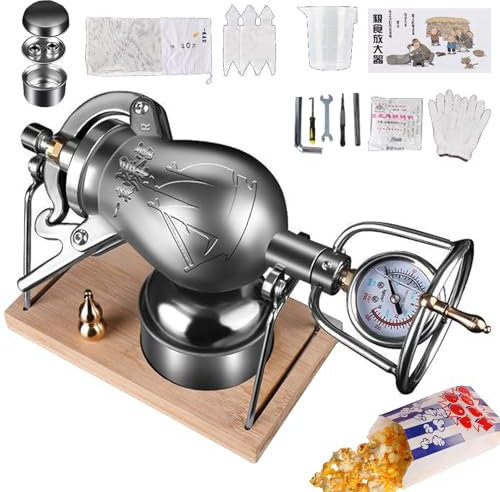 Hand popcornmaschineChinese Hand Popcorn Cannon Popcorn Pressure Popper Stainless Steel Popcorn Machine Home Small Stovetop Popcorn Maker Vintage Puffed Rice Maker (Color : 268ml)