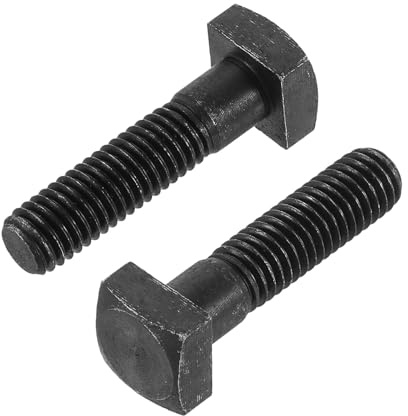 sourcing map 5Pcs Square Head Bolts, 1/2-13x2 Black Oxide Carbon Steel Square Machine Screws, T-Bolt for Machinery Railroad Electrical Connections