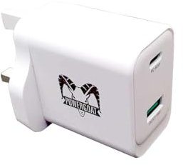 PowerGoat 65W Compatible With HP (671R2AA), Spectre x360 13-ac052na Laptop UK Wall Plug Fast Charging Type-C Power Adapter Cable White