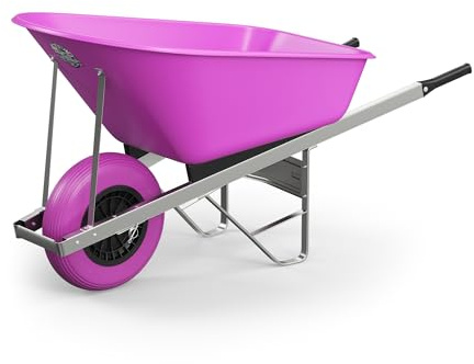 Agri Barrow Wheel Barrow 120 Litre Plastic Wheelbarrow with Puncture Proof Tires, Pink - Ideal for Equestrians, Gardeners, Yard & Garden Maintainers, Farmers, Stable Workers, Allotment Owners