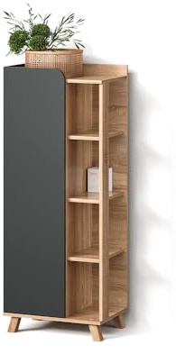 Livinity Midischrank Marano, Anthrazit, 50 x 128 cm | mit Tür und offenen Fächern