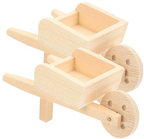 Sosoport 2pièces Mini Brouette Bois pour Maison De Poupée Lot de Brouettes Miniatures Réalistes Modèles De pour Décoration Intérieure