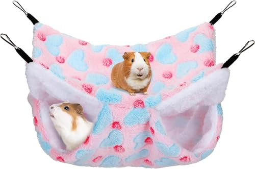 ZYEKIU Hamac Chinchilla Furet 34x34cm Maison Cochon d'Inde, Hamac Cage Furet Double Hamacs Cochon d'Inde Rat Chaud Nid, Hamacs Animaux de Compagnie pour Chinchilla, Hérisson, Cobayes (Rose)