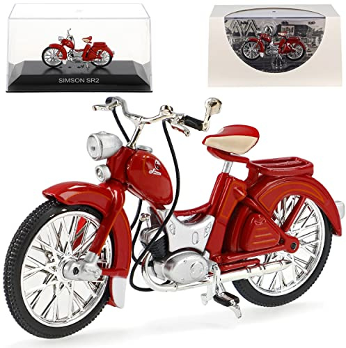 Ixo Simson SR2 Rot Braun 1957-1964 DDR 1/24 Modell Motorrad mit individiuellem Wunschkennzeichen