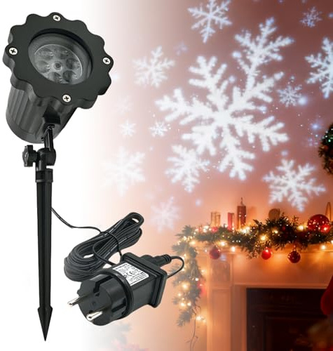 LED Schneeflocken Projektor, Projektor Weihnachten Aussen, Wasserdicht Weihnachtsbeleuchtung, Rotierende Projektionslampe, Wasserdicht Christmas Lights für Garten Fenster Hochzeit Wand Hof Party