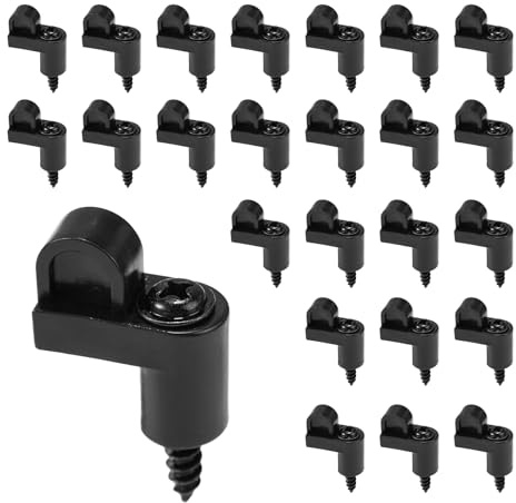 24pcs 3/8 Inch Nylon Window Screen Clips with Screws, Diecast Door Glass Secure Fasteners Winter Window Screens Holder Clip Accessories for Storm Windows Storm Panels (Black)