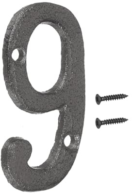 sourcing map Numeri civici e lettere, 7,6 cm in ghisa vintage numeri indirizzi per esterni, numero civico solido con viti per appartamento, ufficio, hotel (numero 9)