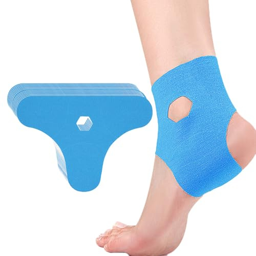 XFSRG 20 Pièces Cheville Tape Kinesiologie Prédécoupées Bande de Élastique Imperméable Tape pour le Sport (Bleu)