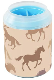 ODAWA Running Horses Tan Dog Paw Wash, weiche Silikonborsten, Pfotenreiniger für kleine Hunde