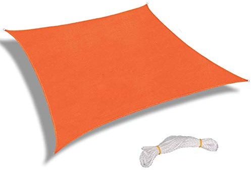 Warooma 2.5m x 2.5m Sun Shade Sails Canopy with Rope Rectangle Sand UV Heavy Duty Commercial Grade Patio Waterproof Block Sun Shade Awning for Outdoor Facility And Activities