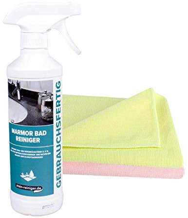 stein-reiniger Marmor Bad Reiniger 500 ml inkl. 2 Microfasertücher Kalkentferner Sanitärreiniger Natursteinreiniger