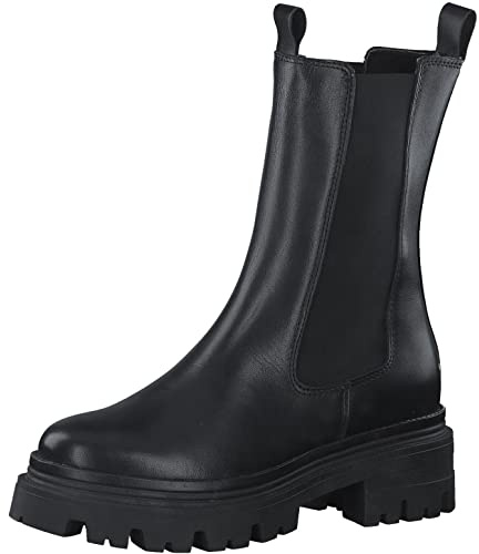 Tamaris Botas Chelsea para mujer, botines intercambiables, Piel (piel negra), 39 EU