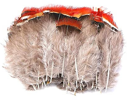 MARMODAY Natürliche Bastelfedern, 100 Stück, gelbe Mini-Hühnerfedern (5,1–7,6 cm) für DIY-Ohrringe, Schmuck, Hochzeits-Party-Dekoration, Federmaske, Kunst- und Bastelprojekte (rot)