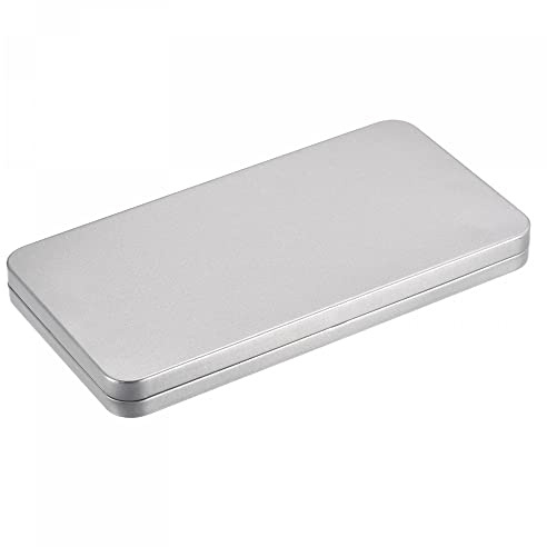 sourcing map Metall-Blechbox, 17 x 9 x 1,5 cm, rechteckig, leere Weißblech-Aufbewahrungsbehälter mit Deckel, silberfarben