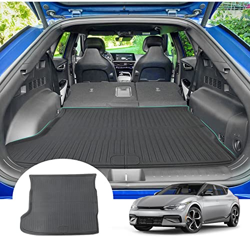 GAFAT Ki-a EV6 2021-2024 2025 Bagagerumsmatta, EV 6 GT/GT Line Mattor, Gummimattor, Hög Kant TPE Original 3D-Skanner, Kompatibel med Kia EV6 Tillbehör