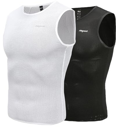 Nepest Men's Cycling Base Layer Mesh Biking Athletic Compression Vests Sleeveless Bike Tank Tops Cool Dry Lightweight Sports Undershirt 2 Pack L