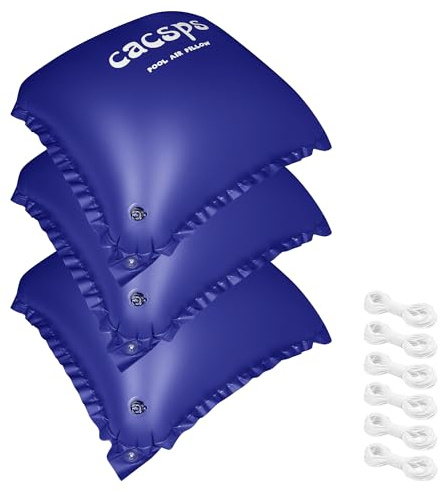 CACSPS 3 Packungen Poolkissen Winter, 122 x 122cm Ultradickes Luftkissen Luftkissen Pool Winter Aufblasbare Winterkissen Überwinterung für Pool inkl. 2X Rollen Seil Blau