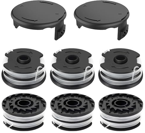 JAMSSOW Ersatzspule Rasentrimmer Spule Kompatibel Mit Parkside TLP-01,Trimmer Fadenspule für Parkside PRTA 20-Li C3, A1, B1, B2, PRT 550 A1, A2, A3, A5, B6, PRT 300 A1,Kappe TLP-01-1(6 Spule+2 Kappe)