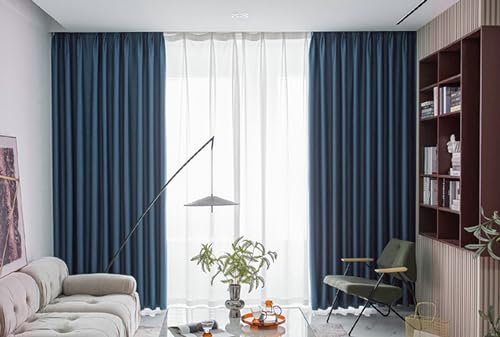 Beydodo Gardinen Verdunkelnd mit Ösen 102x183CM, Vorhänge Blickdicht 2er Set Leinenoptik Modern Einfach Dunkelblau Verdunkelungsvorhang Kinderzimmer Wohnzimmer Schlafzimmer