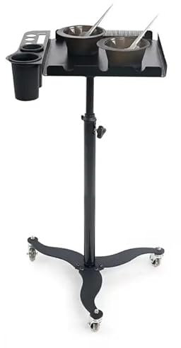 Mobiler Friseurwagen, Salon Trolley mit 2 magnetischen Schüsseln, Fönhalterung, hitzebeständig, Kammlineal für Extensions Aller Art, ideal für Friseure und Schönheitssalons und Coloristen