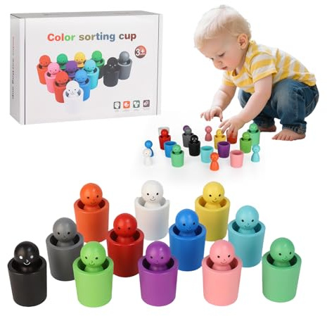 runpeak Jouets de tri des couleurs pour les tout-petits – Jouet sensoriel de tri des couleurs pour l'apprentissage précoce, tasses empilables pour bébé pour le jeu amusant et éducatif, jouet de tri en