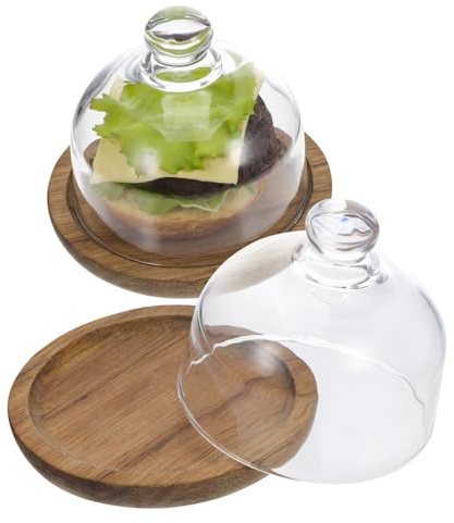 TOPPERFUN 2piezas Mantequilleras De Vidrio Con Tapa Soporte Para Pasteles Expositor De Tartas Con Plato De De Comida