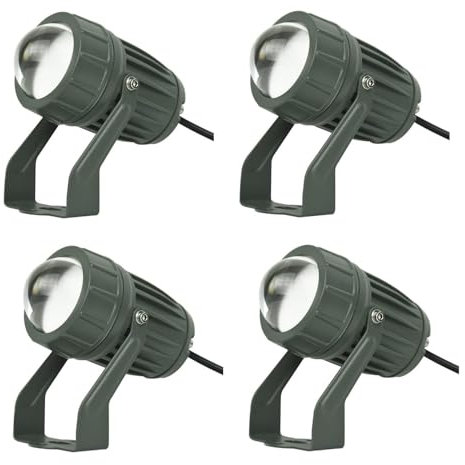 Faretto LED a Fascio 4 Pezzi 4W/10W Luci da Giardino - Proiettori a Lungo Raggio, faretto per Esterni AC85-245V, Lampada da 100 m (Luce Rossa, 1