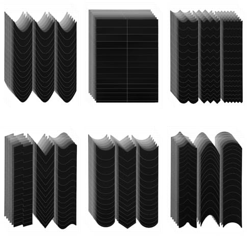 2350Pcs French Tip Nail Stickers,French Manicure Strips Frenchs Tip Guide Stencils for Nail Art Self Adhesive Black Tips Stickers for Women DIY Nails Stencil Tools(60 Sheets 6 Different Designs)