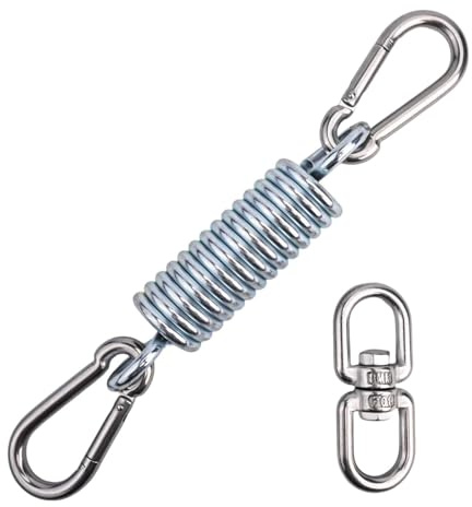 Vilgftyiet Kit de suspension à ressort pivotant en acier inoxydable 304 avec crochet pivotant et mousquetons pour hamacs, sacs de frappe et balançoires d'extérieur