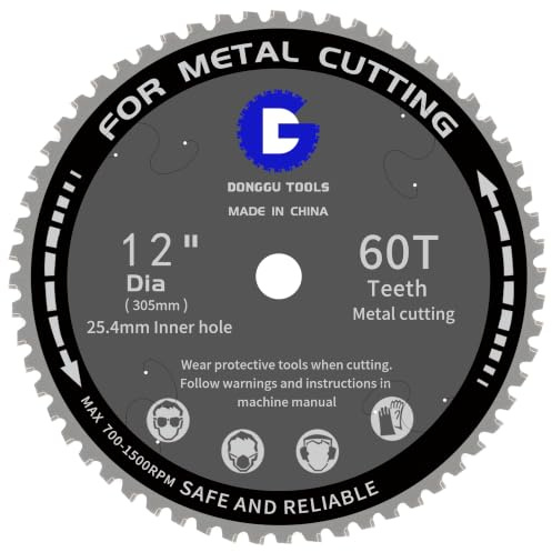 305mm Metal Steel Cutting Saw Blade-DONGGU, 60T TCG Circular Saw Blade with Cermet Teeth, Fits Diablo D1472CF & Evolution 12” Metal Chop Saws, Cool & Burr-Free Low-Spark Cuts(305, 60)
