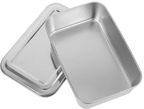 Uonlytech Teglia per Tiramisù in Acciaio Inox con Coperchio Contenitore Rettangolare per Dolci e Dessert a Strati Resistente a Macchie e Graffi per Conservazione e Trasporto