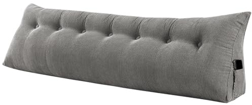 XUANYU Groß Komfortables Rückenkissen Bett - Lesekissen für Bett und Sofa, Keilkissen mit Waschbarem Bezug und Praktischem Seitenfach (200 cm)