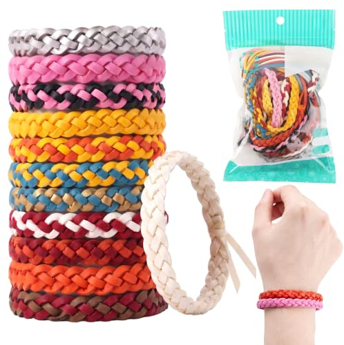 Mosquito Repellent Bracelet 12 Pack -Adjustable Plant Based DEET-Free Bands