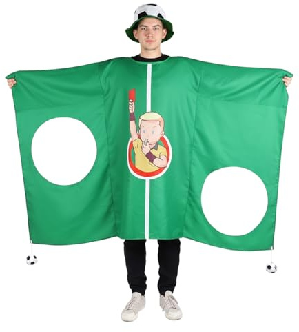 CoolChange Costume de but avec chapeau en forme de ballon de foot | Déguisement drôle pour fête | Cape tir au but
