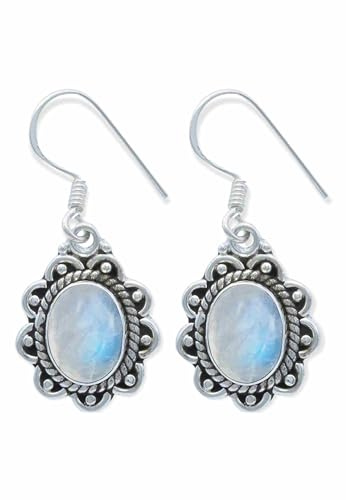 mantraroma Ohrring Mondstein 925 Silber Damen blume