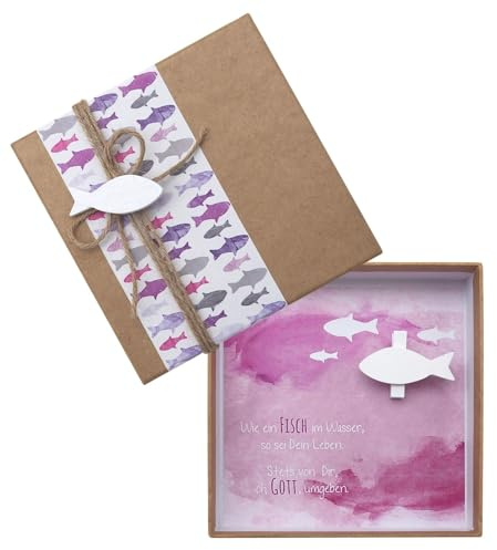 ZauberDeko Geldgeschenk Verpackung Mauve Lila Fisch Weiß Kommunion Konfirmation Gutschein Geschenkidee