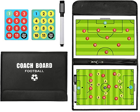 RoseFlower Magnetic Football Tactics Board, Portable Football Coaching Board Futsal Dry Erase Whiteboard Soccer Coach Marker Board Strategy Clipboard Folder Sport Equipment with Chess Piece Pen Eraser