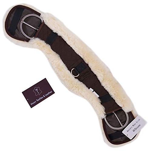 Lammfell Western Sattelgurt - Mondgurt - Farben Braun-Natur, Braun-Braun Längen 65 cm - 85 cm (70, braun-Natur)
